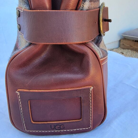 UGG unique vintage Y2K  plaid and leather satchel handbag - Picture 9 of 13